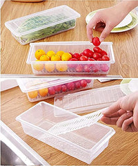 Lakshiv Enterprise Refrigerator Storage Container with Lid and Removable Base Tray, Transparent Plas