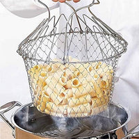 Lakshiv Stainless Steel Folding Frying Basket with Handle, Deep Frying Basket for French Fries, Chic
