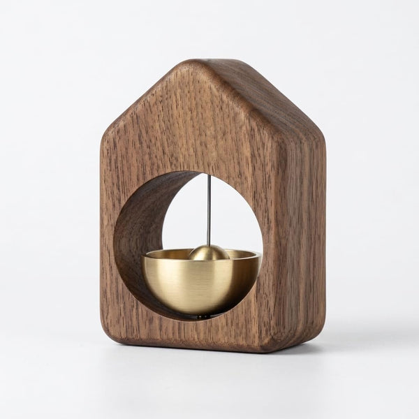 Magnetic Wooden Door Bell | Minimalist Desk/Table Bell with Hanging Metal Chime | No Battery Require