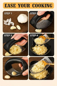 Garlic Crusher Stainless Steel Press Rocker Design Easy Hand Operation for Garlic Mincing