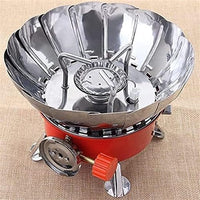 Portable Gas Stove Burner with Folding Wind Shield and Control Knob, Metal Body, Compact Design