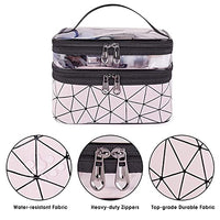 Makeup Organizer Travel Bag with Transparent Top, Dual Zip Compartments, Handle Carry Design, Pink G