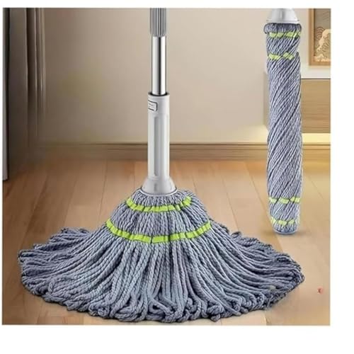 Lakshiv Telescopic Spin Mop with Microfiber Round Mop Head, Twist Wring Mechanism, Adjustable Handle