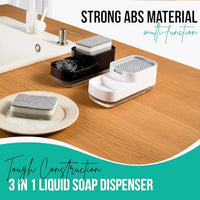 Lakshiv Kitchen Soap Dispenser with Sponge Holder, 400 ml ABS Plastic Liquid Soap Pump, Countertop D