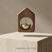 Magnetic Wooden Door Bell | Minimalist Desk/Table Bell with Hanging Metal Chime | No Battery Require