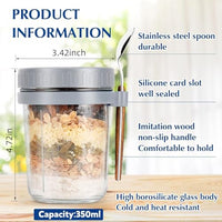 Lakshiv Enterprise Glass Food Storage Jar with Lid and Spoon Holder, 350 ml Borosilicate Glass Conta