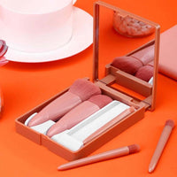 Makeup Brush Set with Storage Case and Mirror, Pink Handled Brushes