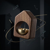 Magnetic Wooden Door Bell | Minimalist Desk/Table Bell with Hanging Metal Chime | No Battery Require