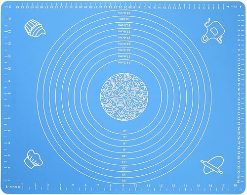 Silicone Baking Mat with Measurement Markings, Rectangular Non-Slip Dough Rolling Mat