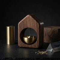 Magnetic Wooden Door Bell | Minimalist Desk/Table Bell with Hanging Metal Chime | No Battery Require