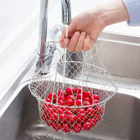 Foldable Wire Mesh Cooking Basket for Frying Boiling Draining and Rinsing – Stainless Steel Multi-Pu