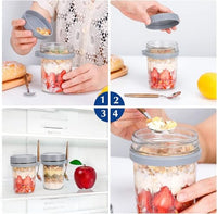 Lakshiv Enterprise Glass Food Storage Jar with Lid and Spoon Holder, 350 ml Borosilicate Glass Conta