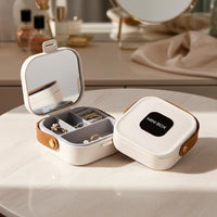 Travel Jewelry Organizer for Women Portable Jewelry Box Small Travel Jewelry Case with Mirror Compac