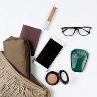 Shell Portable Makeup Brush Set with Mirror Box, 5 Brush Set, Green Travel Case