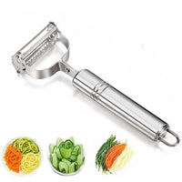 Julienne & Vegetable Peeler Stainless Steel Handheld Slicer with Dual Blade Design