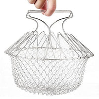 Lakshiv Stainless Steel Folding Frying Basket with Handle, Deep Frying Basket for French Fries, Chic
