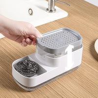 Lakshiv Kitchen Soap Dispenser with Sponge Holder, 400 ml ABS Plastic Liquid Soap Pump, Countertop D