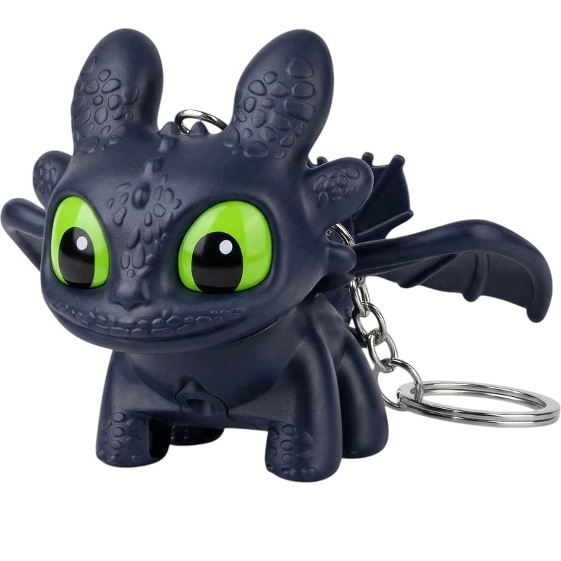 Lakshiv Dragon Keychain Toy with LED Light & Moving Wings, Night Fury Glowing Dragon Keychain | Mini Fantasy Figure Creature Charm for Car Dashboard, Bike Key, Backpack Bag Accessory & Gift (Black)