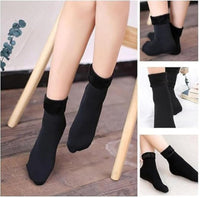 Lakshiv Enterprise Fleece Lined Ankle Socks for Winter Use, Solid Color Stretch Socks with Velvet In