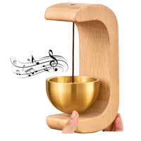 Magnetic Wooden Door Bell | Minimalist Desk/Table Bell with Hanging Metal Chime | No Battery Require