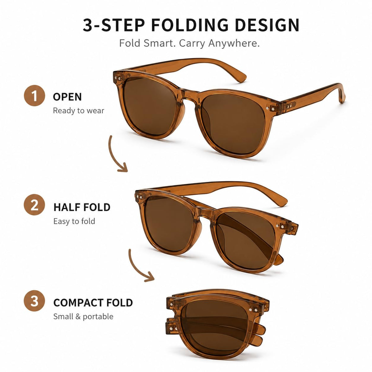 Lakshiv Enterprise Folding Sunglasses Black - Compact Portable UV400 Protection Foldable Sunglasses for Men Women Travel… - i