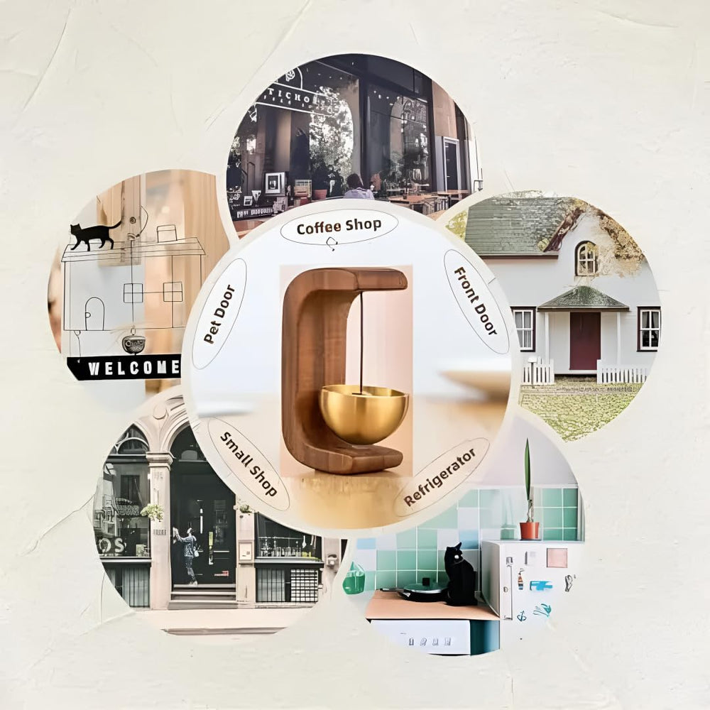 Wooden Door Bell with Brass Hanging Bell | Wall Mount Decorative Bell with Magnet & Sticker Attachment | Light Wood Finish… -
