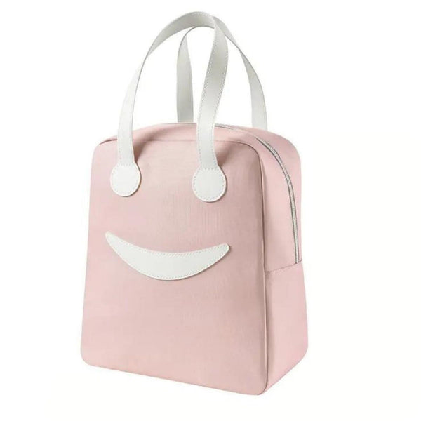 Lakshiv Enterprise Insulated Lunch Bag with Zipper Closure, Smiley Face Design, Carry Handle, 24 x 1
