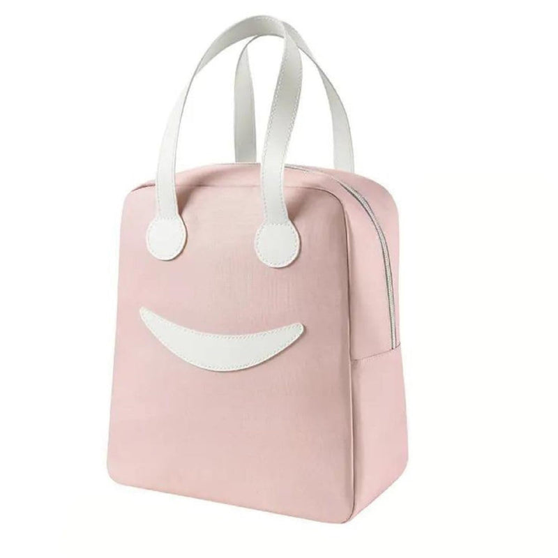Lakshiv Enterprise Insulated Lunch Bag with Zipper Closure, Smiley Face Design, Carry Handle, 24 x 13 x 28 cm