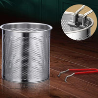Stainless Steel Fryer Pot with Removable Perforated Basket and Long Handle for Frying and Draining