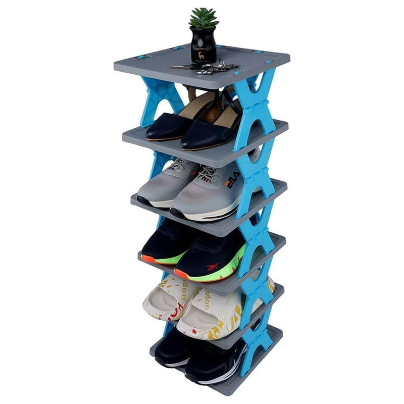 Lakshiv Enterprise 6 Layer Shoe Rack Organizer for Home, Multi-Layer Stackable Plastic Shoe Storage Stand with Open Shelves, Space Saving Vertical Shoe Rack for Bedroom, Entryway and Closet