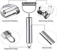 Julienne & Vegetable Peeler Stainless Steel Handheld Slicer with Dual Blade Design