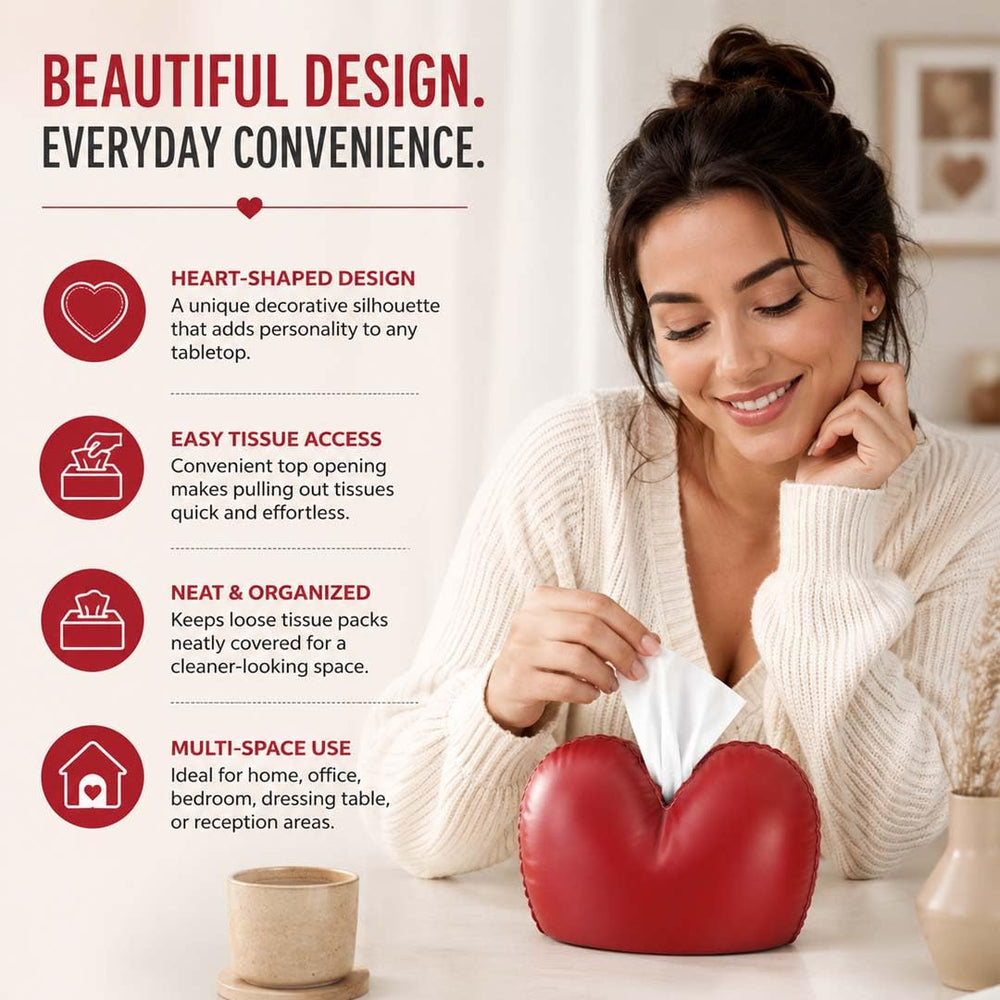 Heart Shaped Tissue Box Tissue Dispenser for Living Room, Office Desk & Bedroom, Decorative Tissue Box Cover Holder for… - im