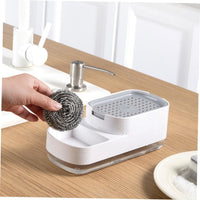 Lakshiv Kitchen Soap Dispenser with Sponge Holder, 400 ml ABS Plastic Liquid Soap Pump, Countertop D