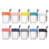 Lakshiv Enterprise Glass Food Storage Jar with Lid and Spoon Holder, 350 ml Borosilicate Glass Conta