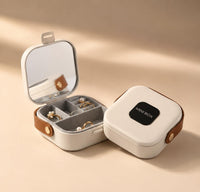 Travel Jewelry Organizer for Women Portable Jewelry Box Small Travel Jewelry Case with Mirror Compac