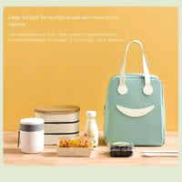 Lakshiv Enterprise Insulated Lunch Bag with Zipper Closure, Smiley Face Design, Carry Handle, 24 x 1