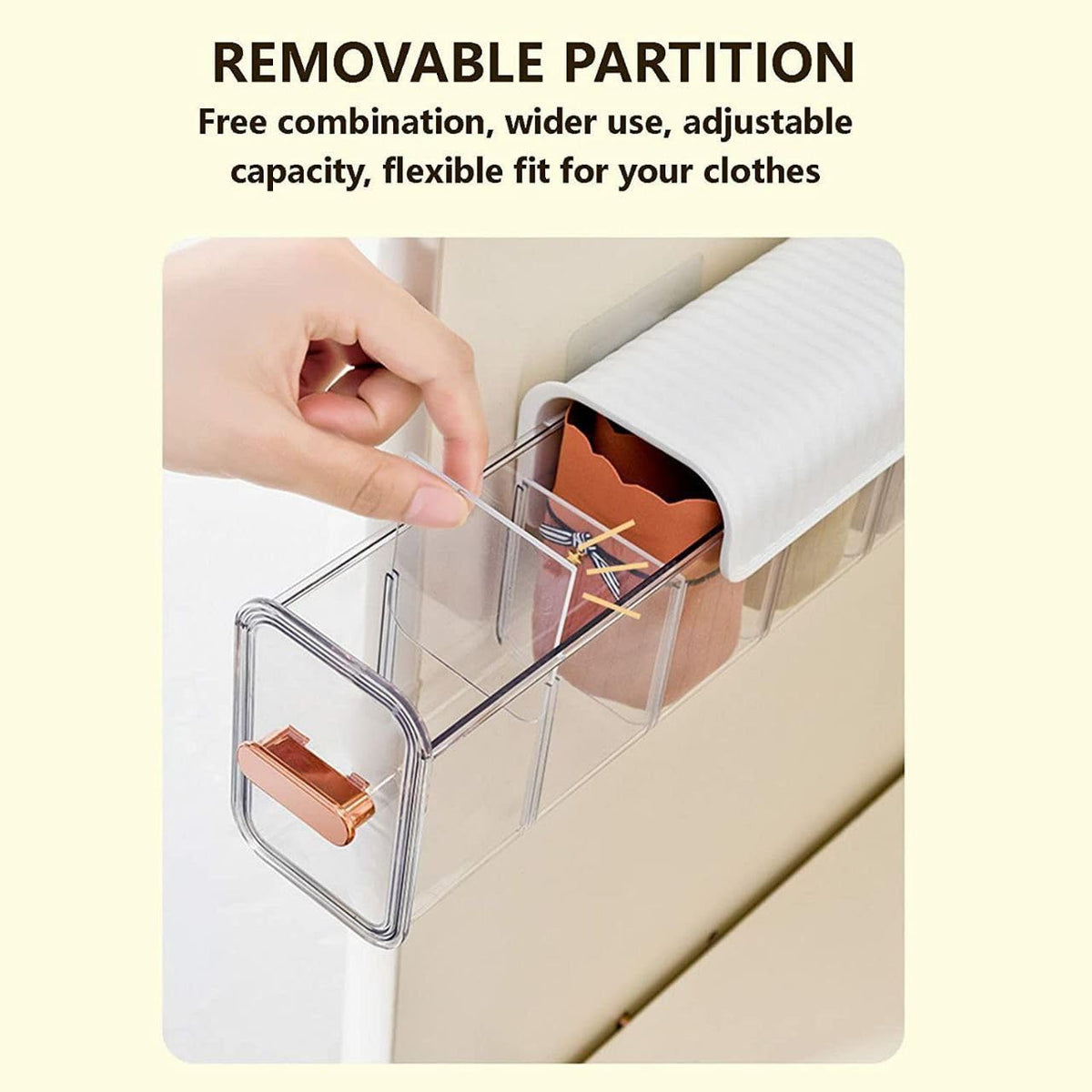 Lakshiv 6 Cell Wall Mounted Wardrobe Storage Box with Switchable Compartments & Slide-Out Drawer | Self Adhesive Closet… - im