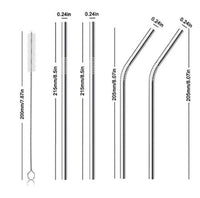 Stainless Steel Drinking Straws Set with Cleaning Brush – Straight and Bent Metal Straws