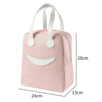 Lakshiv Enterprise Insulated Lunch Bag with Zipper Closure, Smiley Face Design, Carry Handle, 24 x 1