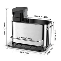 Lakshiv Kitchen Soap Dispenser with Sponge Holder and Brush Organizer, Stainless Steel Sink Caddy wi