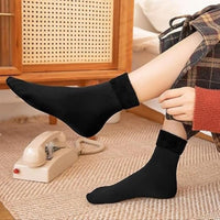 Lakshiv Enterprise Fleece Lined Ankle Socks for Winter Use, Solid Color Stretch Socks with Velvet In