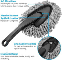 Car Interior Microfiber Duster Brush with Handle for Dashboard Seats Air Vents