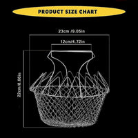 Foldable Wire Mesh Cooking Basket for Frying Boiling Draining and Rinsing – Stainless Steel Multi-Pu