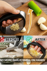 Garlic Crusher Stainless Steel Press Rocker Design Easy Hand Operation for Garlic Mincing