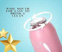 Water Bottle with Wide Mouth Lid, 330 ml, Rabbit Print Design, Carry Loop