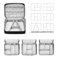 Electronics Accessories Organiser Bag – Travel Storage Case with Adjustable Padded Dividers, Multipl