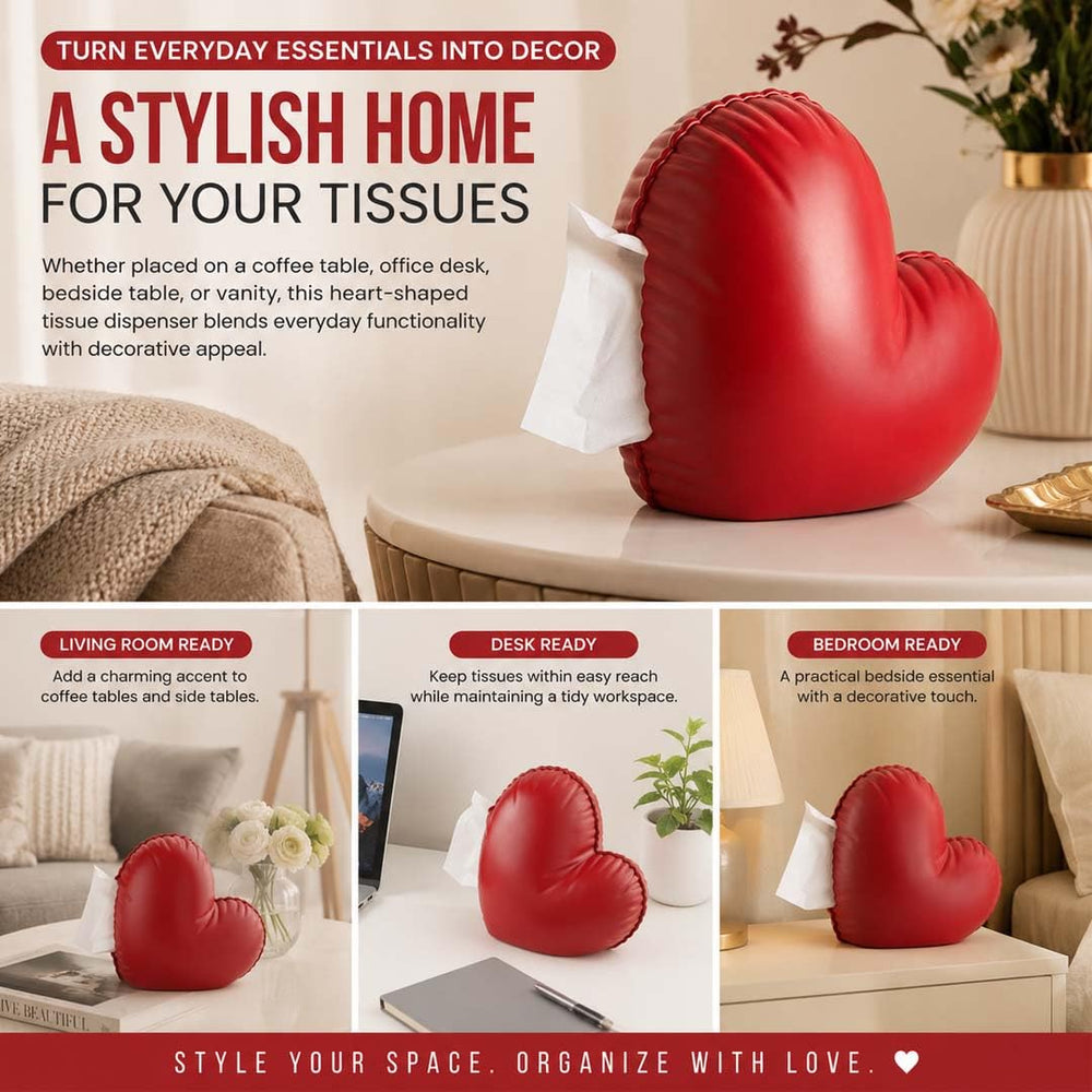 Heart Shaped Tissue Box Tissue Dispenser for Living Room, Office Desk & Bedroom, Decorative Tissue Box Cover Holder for… - im