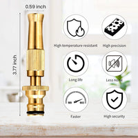 Brass Water Nozzle Spray with Adjustable Twist Control for Garden Hose Pipe