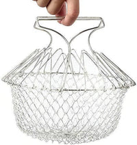 Foldable Wire Mesh Cooking Basket for Frying Boiling Draining and Rinsing – Stainless Steel Multi-Pu