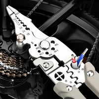 Wire Stripping and Crimping Tool with Multi-Function Cutting, Shear, Clamp, Screw Removal and Rubber
